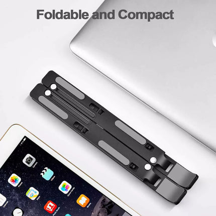 Pink Durable Plastic Ergonomic Portable Adjustable Laptop Stand Foldable Desktop Tripod Tray Holder