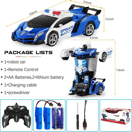 Transformer RC Robot Car 2 IN1 Remote Radio Control Xmas Gift Toys for Kids Blue/White