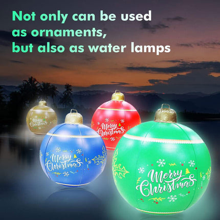 24 Inch Inflatable Christmas Ball Decorations Outdoor Rechargeable LED Light