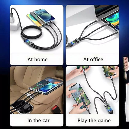 3 IN 1 Charging Cable Fast Charger USB Type C iPhone Samsung 100w Durable Braid