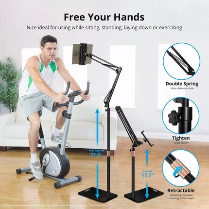 155cm Free Standing Adjustable Mount Holder Universal For iPad iPhone