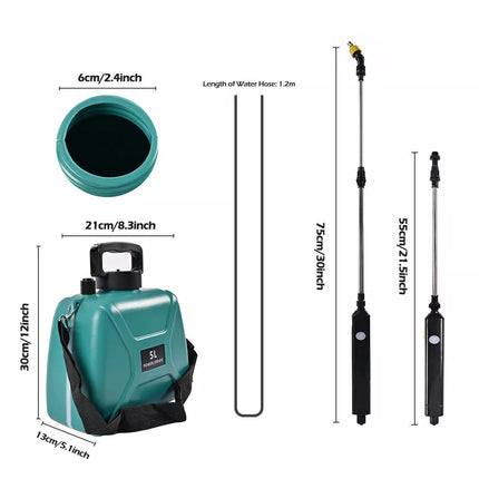 5L Rechargeable Electric Weed Sprayer Battery Powered Farm Garden Pump Spray
