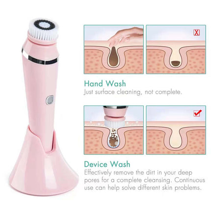 4 in1 Electric Facial Brush Massager Waterproof Face Cleaner Skin Care Cleansing