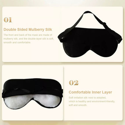 100% Pure Silk Sleeping Eye Mask Sleep Soft Blindfold Lights Out Travel Relax