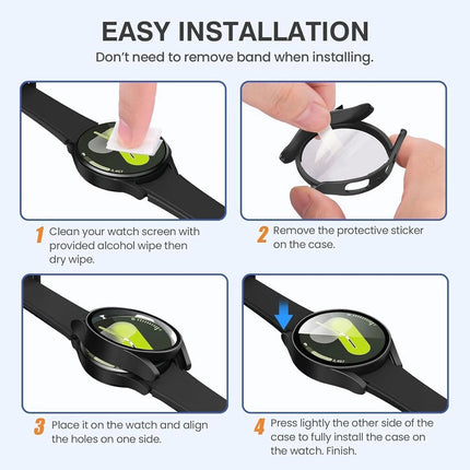 For Samsung Galaxy Watch 8 Case Cover With Glass Screen Protector 44mm Black