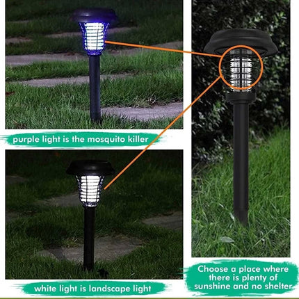 Solar Powered Zapper Lamp Light Outdoor Garden Mosquito Fly Bug Insect Killer