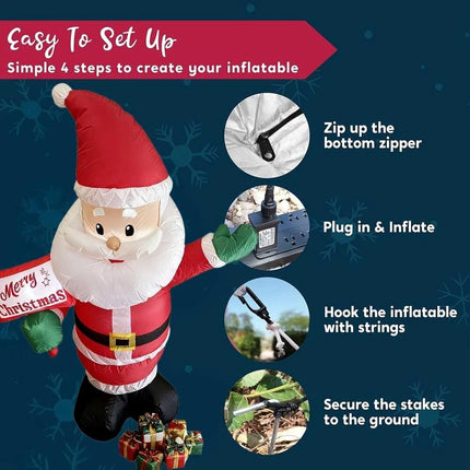 6FT Inflatable Christmas Santa White LED Lights Garden Merry Outdoor Indoor