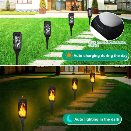 2 Packs Halloween Decoration Outdoor Solar Lights Torch Light Flickering Flame Pathway