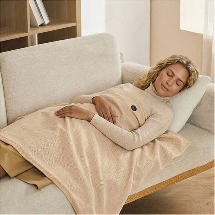 USB Electric Warming Throw Blanket Portable Poncho Shawl -Beige