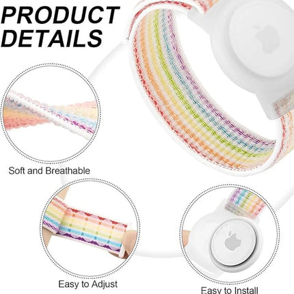3Packs Apple AirTag Case Wristband Protective Cover Colorful & Rainbow & Grey
