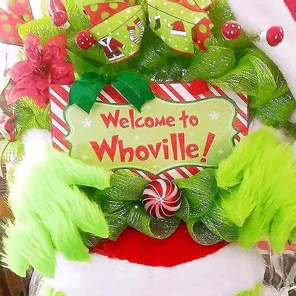 Christmas Grinch Outdoor Wreath Hanging Decor Party Supplies Props Ornament
