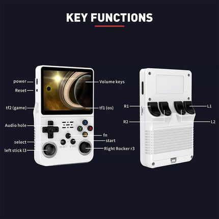 R36S Retro Handheld Video Game Console 3.5 Inch IPS Screen 128Gb White