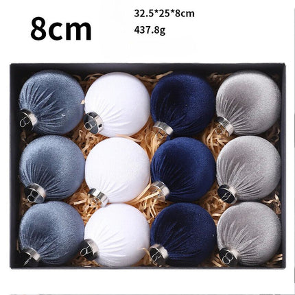 Christmas Tree Ornaments Velvet Balls - Pack of 12Pcs Shatterproof Xmas Bulbs