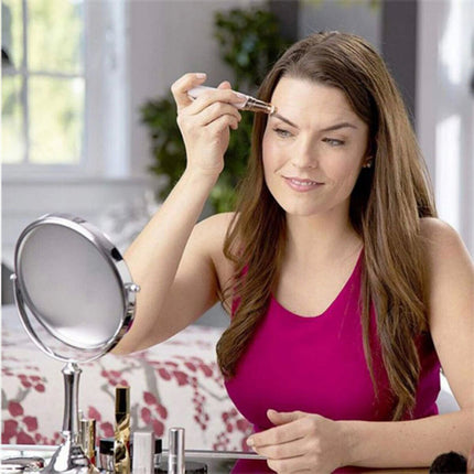 Pink Eyebrow Trimmer Electric Facial Hair Remover Finishing LED Rechargeable Light