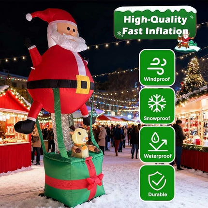 9ft Inflatable Christmas Santa Claus Hot Air Balloon Reindeer Xmas Decorations