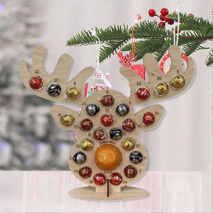 Party Elk  Chocolate Holder Christmas Advent Calendar Wooden Frame