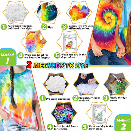18 Colors Set One Step Tie Dye Kit Classic Super Vibrant Bright Colour DIY