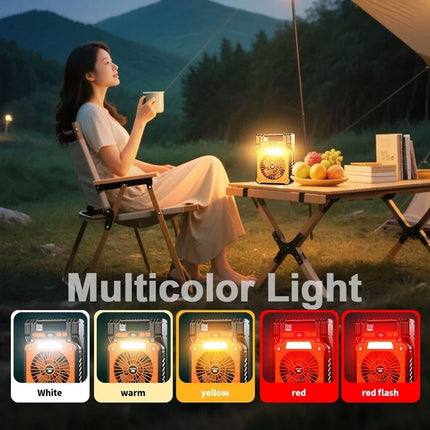 37300mAh Solar Charging Camping Fan with LED light Rechargeable Battery Lantern