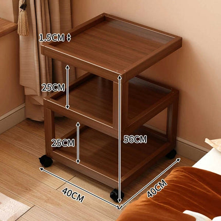 Rolling 3-Wheel Bedside Table Household Living Room Coffee Corner Table