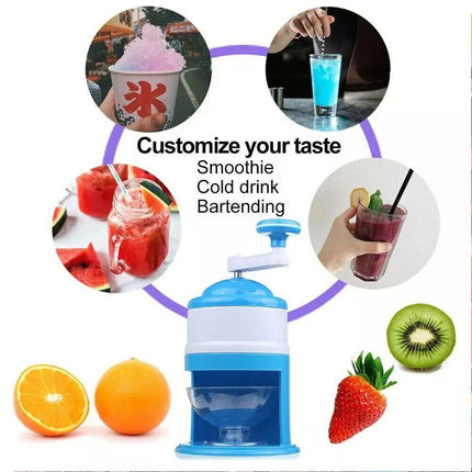 Manual Ice Crusher Shaver Shredding Snow Cone Slushie Maker Machine Kitchen Tool