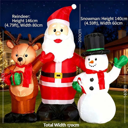 Inflatable Christmas Santa Claus Snowman Reindeer With LED lights decoration Set