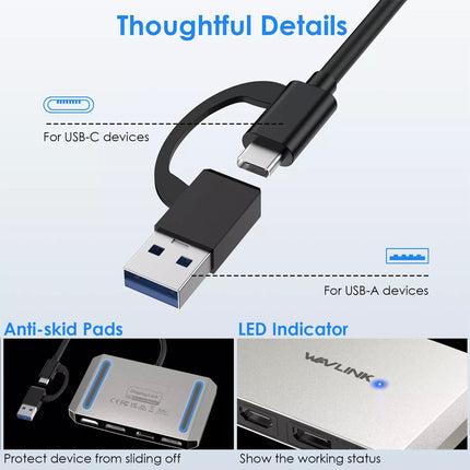 USB 3.0/USB C to DisplayPort/HDMI Adapter DisplayLink Dual 5K@60Hz Monitor Hub
