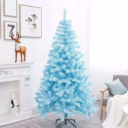 2.1m/1.8m/1.5m Flocked Christmas Tree Xmas Trees Decorations Blue With LED Light