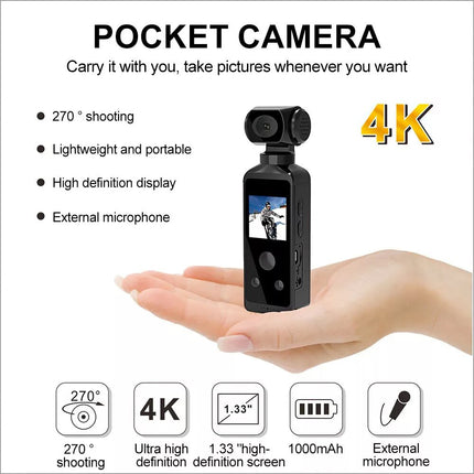 Handheld Action Camera 4K 270° Rotatable 30M Waterproof WIFI Pocket Camera