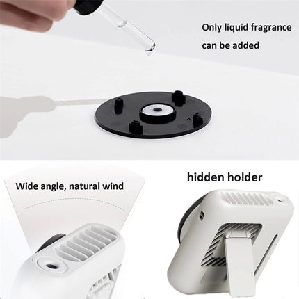 Sky Blue Neck Fan Bladeless Hanging Air Cooler USB Rechargeable Portable Personal