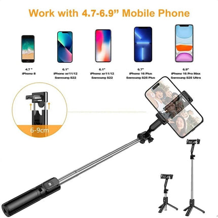 Selfie Stick Travel Tripod for Cell Phone with Remote Control Holder Vlog Stream