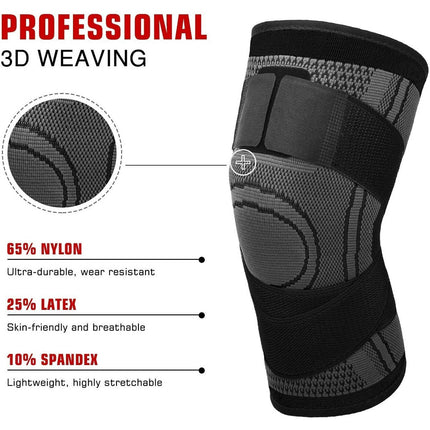 1Pcs Black 3D Knee Leg Brace Support Compression Sleeve Breathable Sports Jogging Running