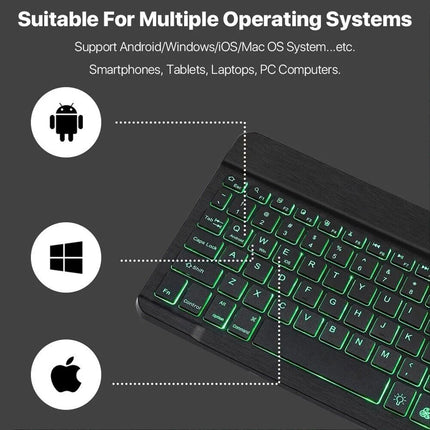Black Bluetooth Wireless Keyboard Cordless Mouse Backlit Portable For Laptop Desktop