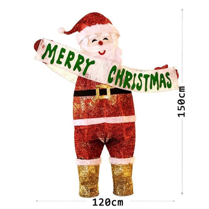 Christmas Decoration Santa with LED Lights Light up Solar Iron Frame Door Decor