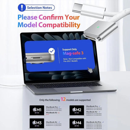 2m 140W USB C Magsafe 3 MacBook Charging Cable Air Pro M3 M2 Mag-Safe 3 Type