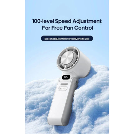 White Strong Wind Cooling Fan Portable Handheld Turbo Fan Speeds Neck Blower Mini