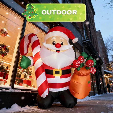 6Ft Inflatable Christmas Cute Fat Santa Claus With LED lights decoration Xmas