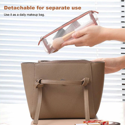Large Capacity Travel Cosmetic Bag Organizer Makeup with Brushes Slots Dividers