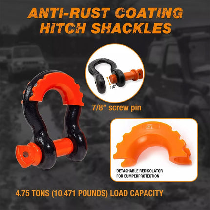 Recovery Kit 12T 9M*75MM Heavy Duty 4WD Snatch Strap+2 Bow Shackle