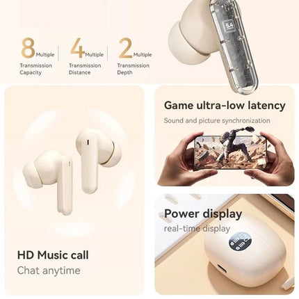 Cream White Sweatproof Wireless Bluetooth Earphones Headphones Sport Gym Earbuds with Mic