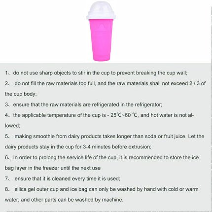 Pink Slushie Maker Cup Quick Freeze Magic Squeeze Cup Milkshake Cup Ice Cream Maker