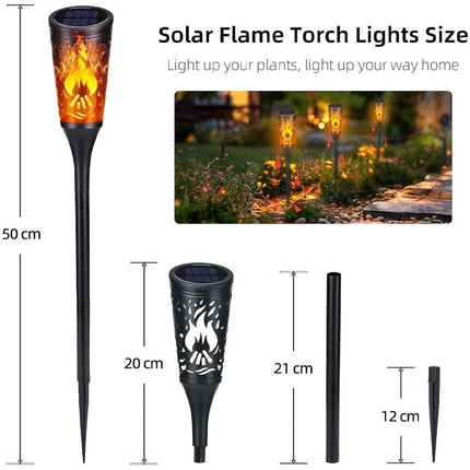 2Pcs Christmas Decoration Outdoor Solar Lights Torch Light Flickering Flame Pathway