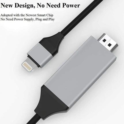 Black 2m MFi Certified 8-Pin to HDMI Cable Digital TV AV Adapter For iPhone 14 13 iPad