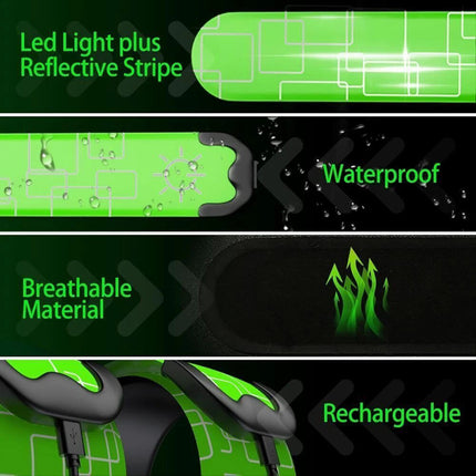 2x LED Armbands Reflective Wrist Band USB Rechargeable for Night Running Cycling