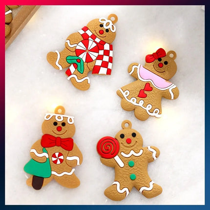 12PCs Gingerbread Man Christmas Tree Hanging Pendant Gift Tree Decor Ornament Set3