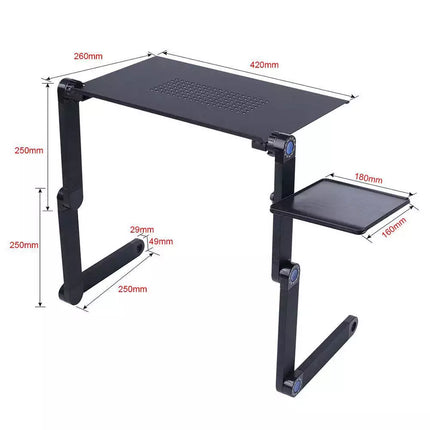 Portable Foldable Laptop Stand Desk Table Tray Adjustable Bedside w Mouse Pad