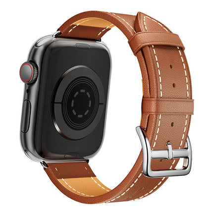 For Apple Watch iWatch Band Series 8 7 6 5 4 3 SE 45 44 41 Leather Strap Brown