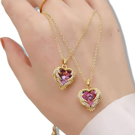 Women Necklace Chain Gold Diamond Love Jewelry Gift Romantic For Her Silver