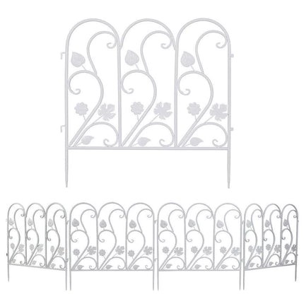 5Pcs Garden Fence Outdoor Coated Metal Landscape Wrought Iron Wire Border Folding