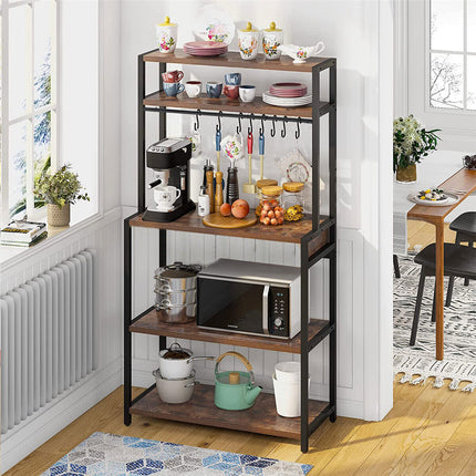 Kitchen Bakers Rack Industrial Microwave Stand 5Tier Storage ShelfCoffee Station