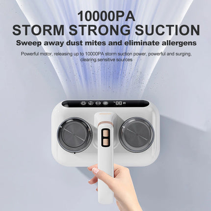 10000pa Wireless UV Dust Mite Remover Vacuum Cleaner for Bedding Sofa Mattress White